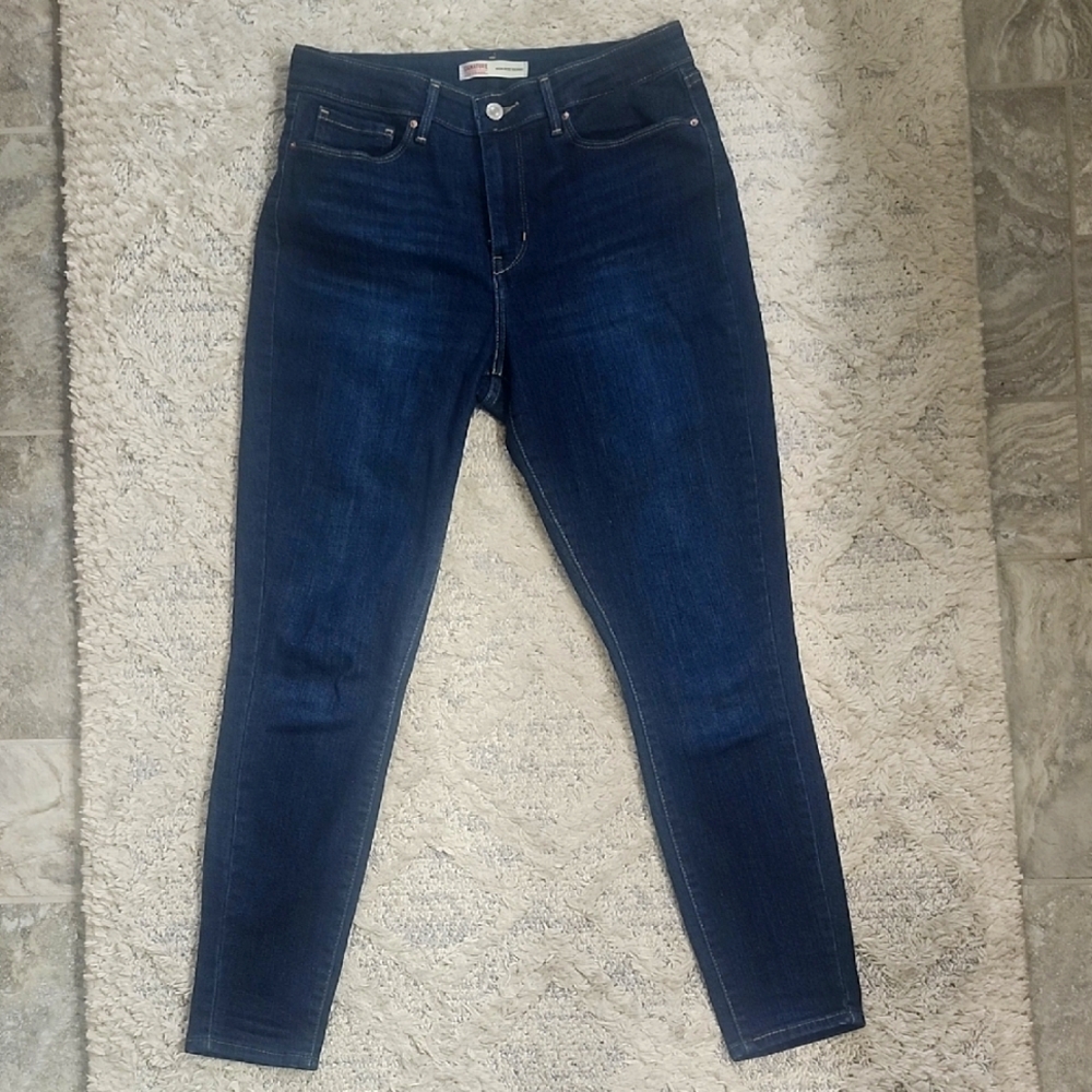 Signature Levi Strauss High Rise Skinny Jeans Womens Size 10 Dark Wash